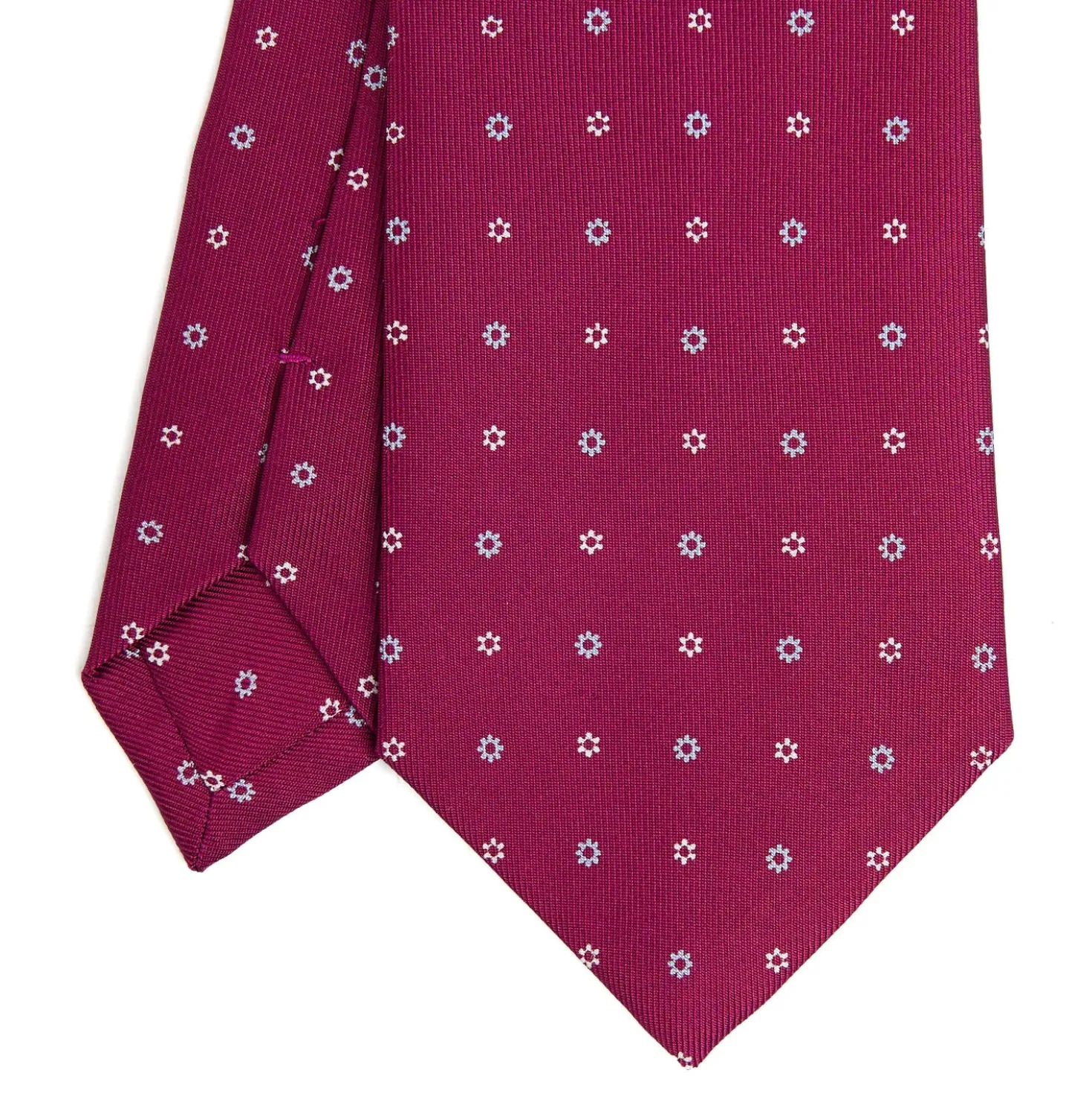 CRAVATTA SARTORIALE CLASSICA IN SETA FUCSIA Microfantasia fiore