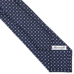 CRAVATTA SARTORIALE CLASSICA IN SETA BLU SCURO Microfantasia fiore