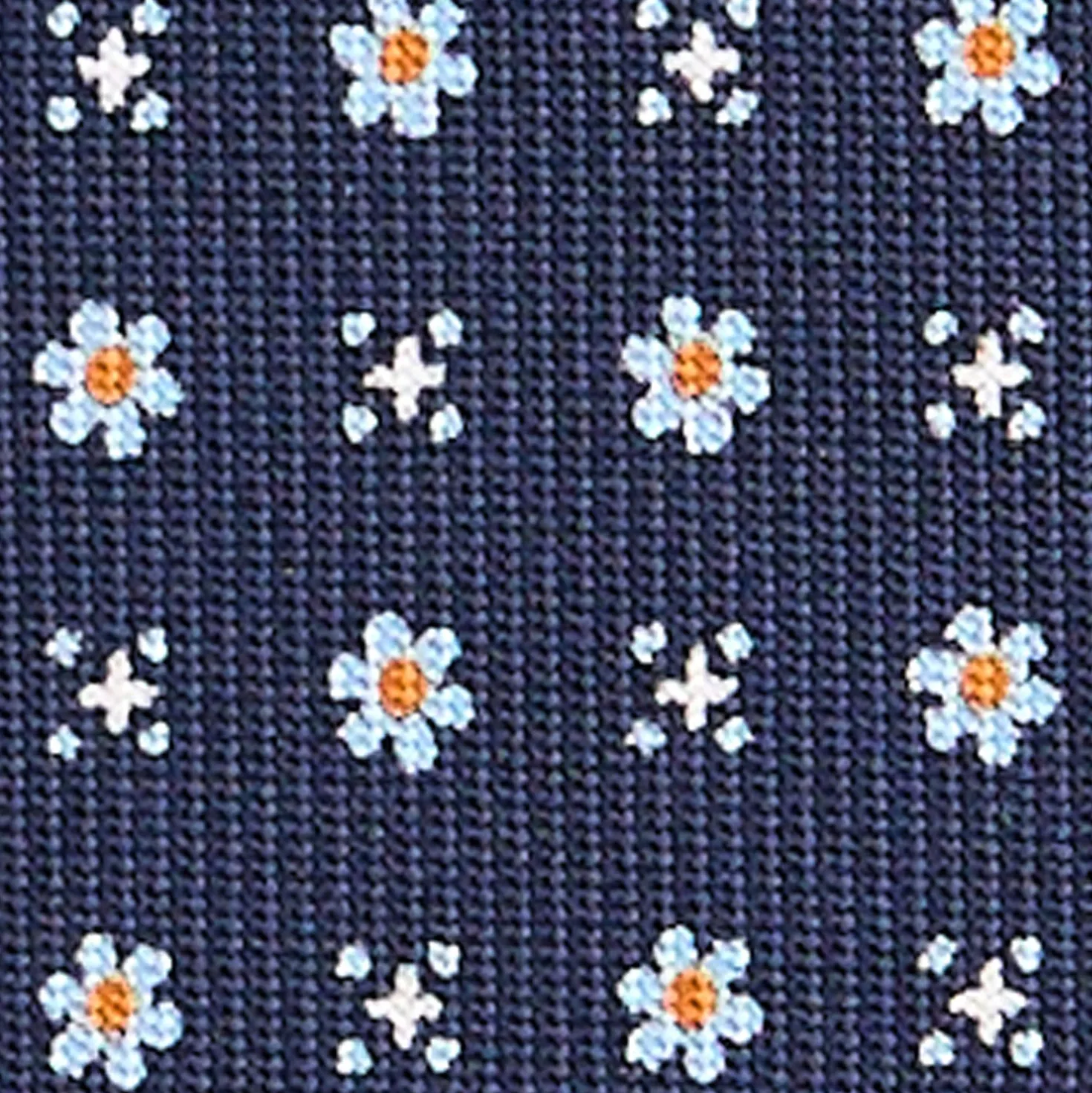 CRAVATTA SARTORIALE CLASSICA IN SETA BLU SCURO Microfantasia fiore