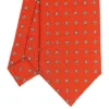CRAVATTA SARTORIALE CLASSICA IN SETA ARANCIONE Microfantasia fiore