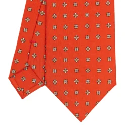 CRAVATTA SARTORIALE CLASSICA IN SETA ARANCIONE Microfantasia fiore