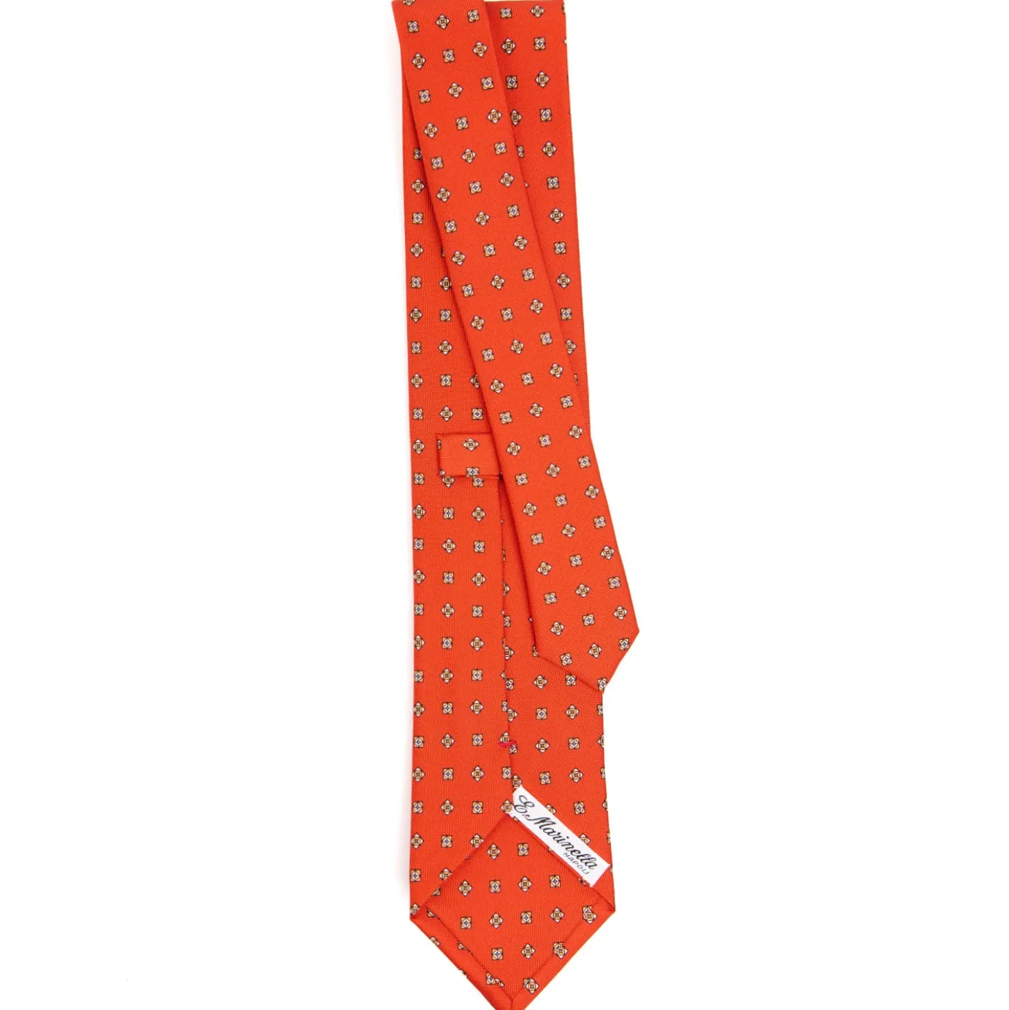 CRAVATTA SARTORIALE CLASSICA IN SETA ARANCIONE Microfantasia fiore