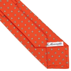 CRAVATTA SARTORIALE CLASSICA IN SETA ARANCIONE Microfantasia fiore