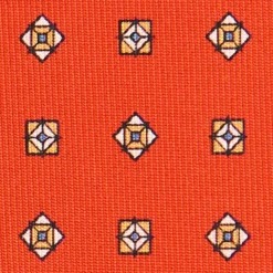 CRAVATTA SARTORIALE CLASSICA IN SETA ARANCIONE Microfantasia fiore