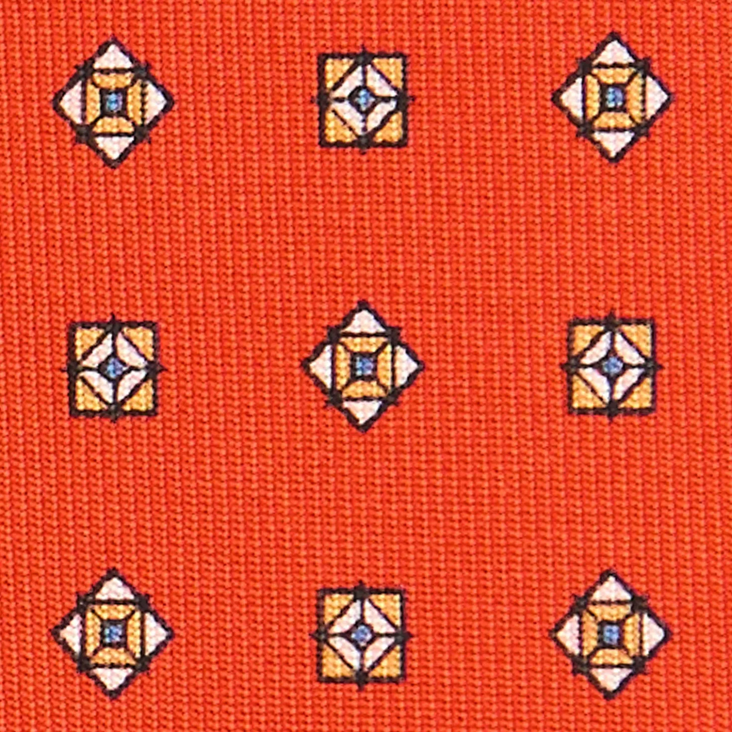 CRAVATTA SARTORIALE CLASSICA IN SETA ARANCIONE Microfantasia fiore