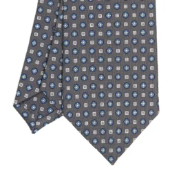 CRAVATTA SARTORIALE CLASSICA IN SETA GRIGIO SCURO Microfantasia fiore