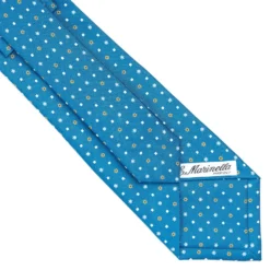 CRAVATTA SARTORIALE CLASSICA IN SETA BLU MEDIO Microfantasia fiore