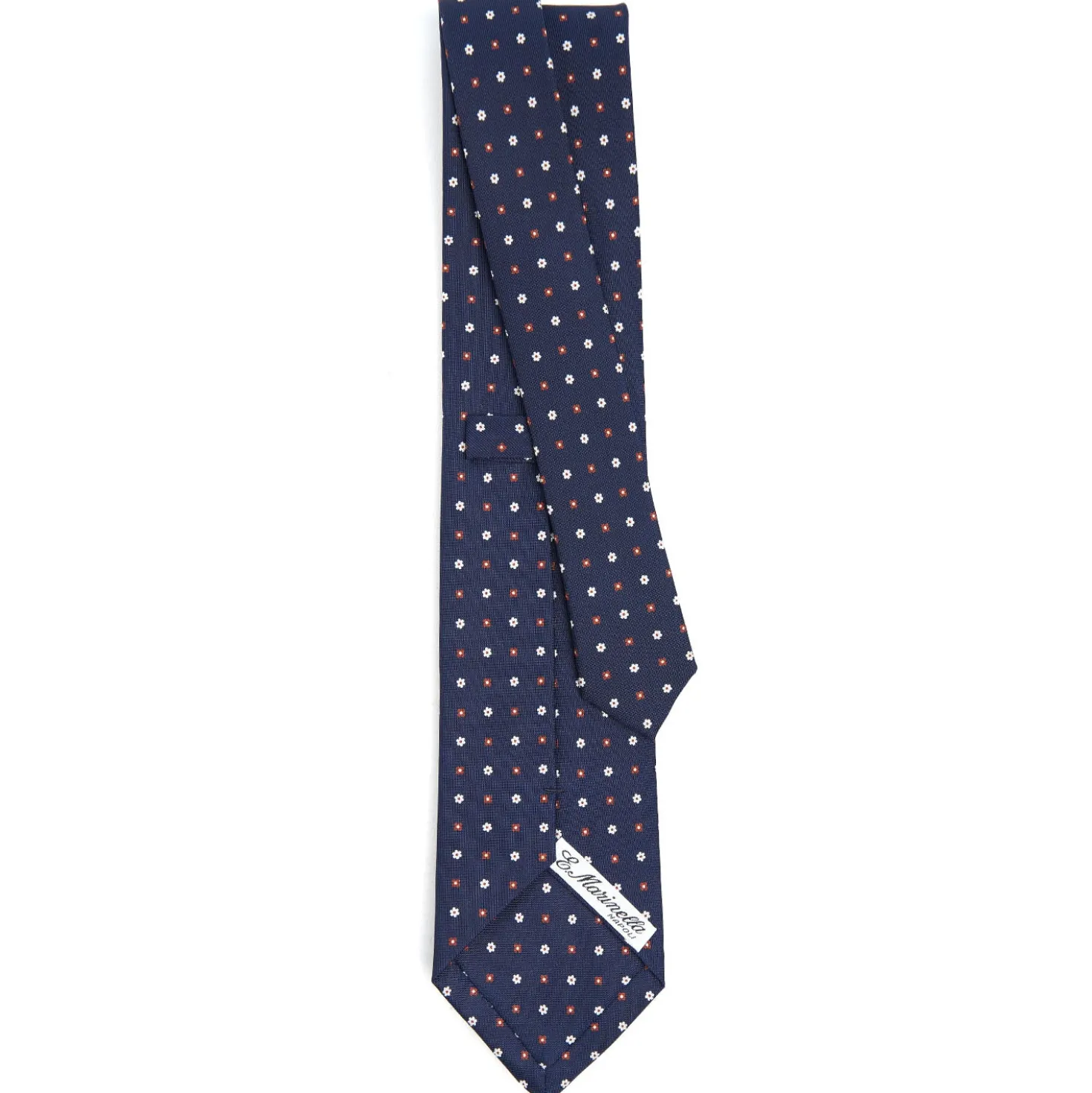 CRAVATTA SARTORIALE CLASSICA IN SETA BLU SCURO Microfantasia fiore