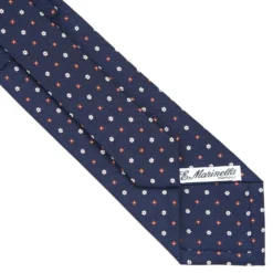 CRAVATTA SARTORIALE CLASSICA IN SETA BLU SCURO Microfantasia fiore