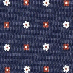 CRAVATTA SARTORIALE CLASSICA IN SETA BLU SCURO Microfantasia fiore