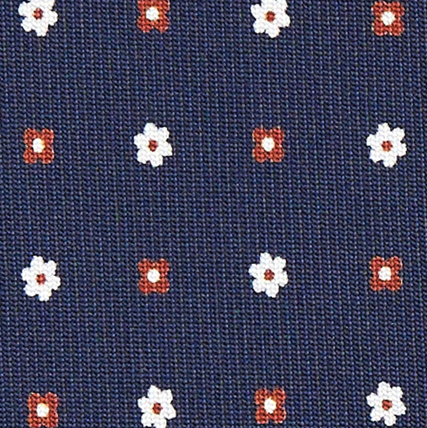 CRAVATTA SARTORIALE CLASSICA IN SETA BLU SCURO Microfantasia fiore