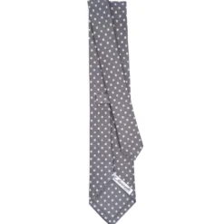 CRAVATTA SARTORIALE CLASSICA IN SETA GRIGIO SCURO Microfantasia fiore