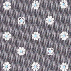 CRAVATTA SARTORIALE CLASSICA IN SETA GRIGIO SCURO Microfantasia fiore