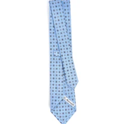 CRAVATTA SARTORIALE CLASSICA IN SETA AZZURRA Microfantasia fiore