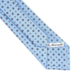CRAVATTA SARTORIALE CLASSICA IN SETA AZZURRA Microfantasia fiore