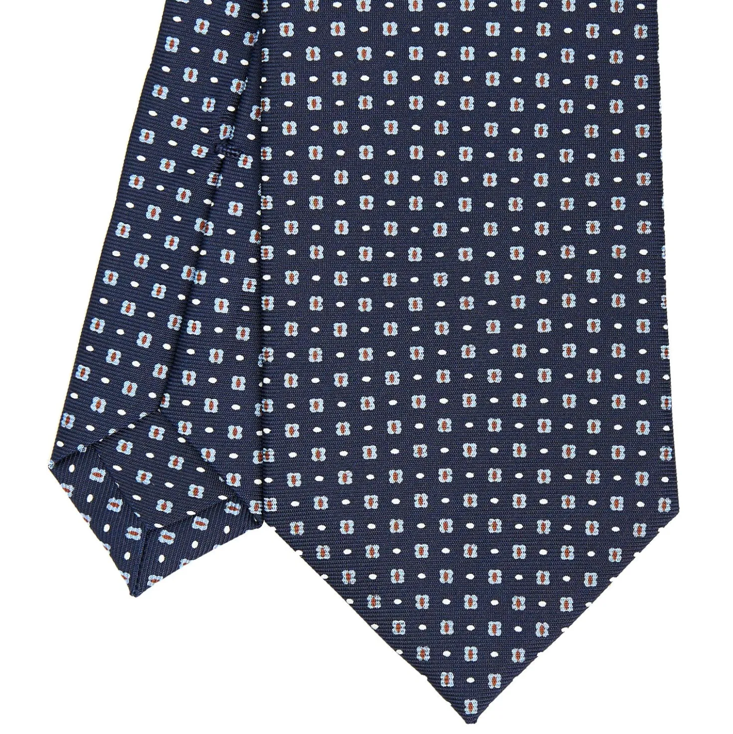 CRAVATTA SARTORIALE CLASSICA IN SETA BLU SCURO Microfantasia fiore