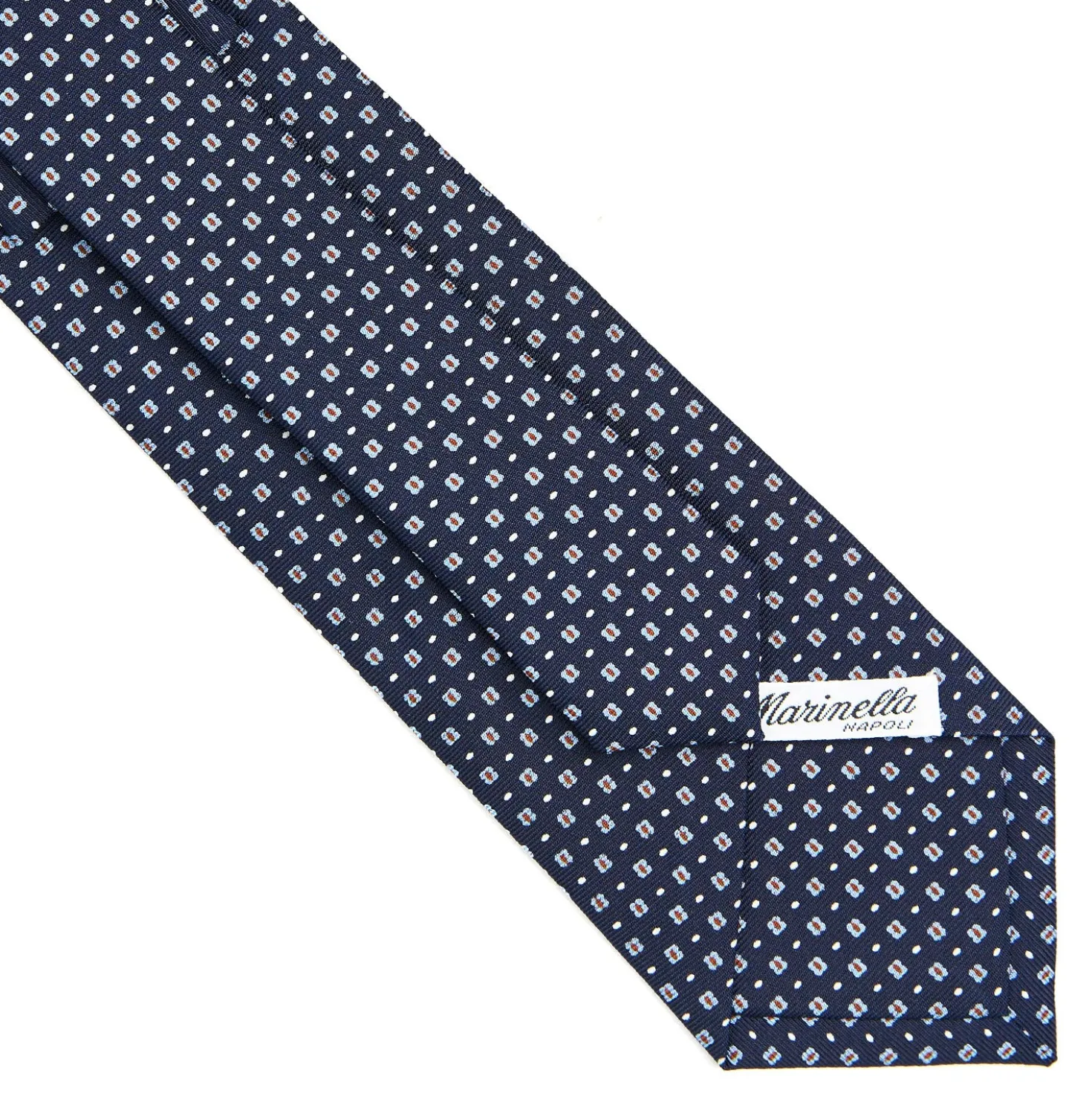 CRAVATTA SARTORIALE CLASSICA IN SETA BLU SCURO Microfantasia fiore