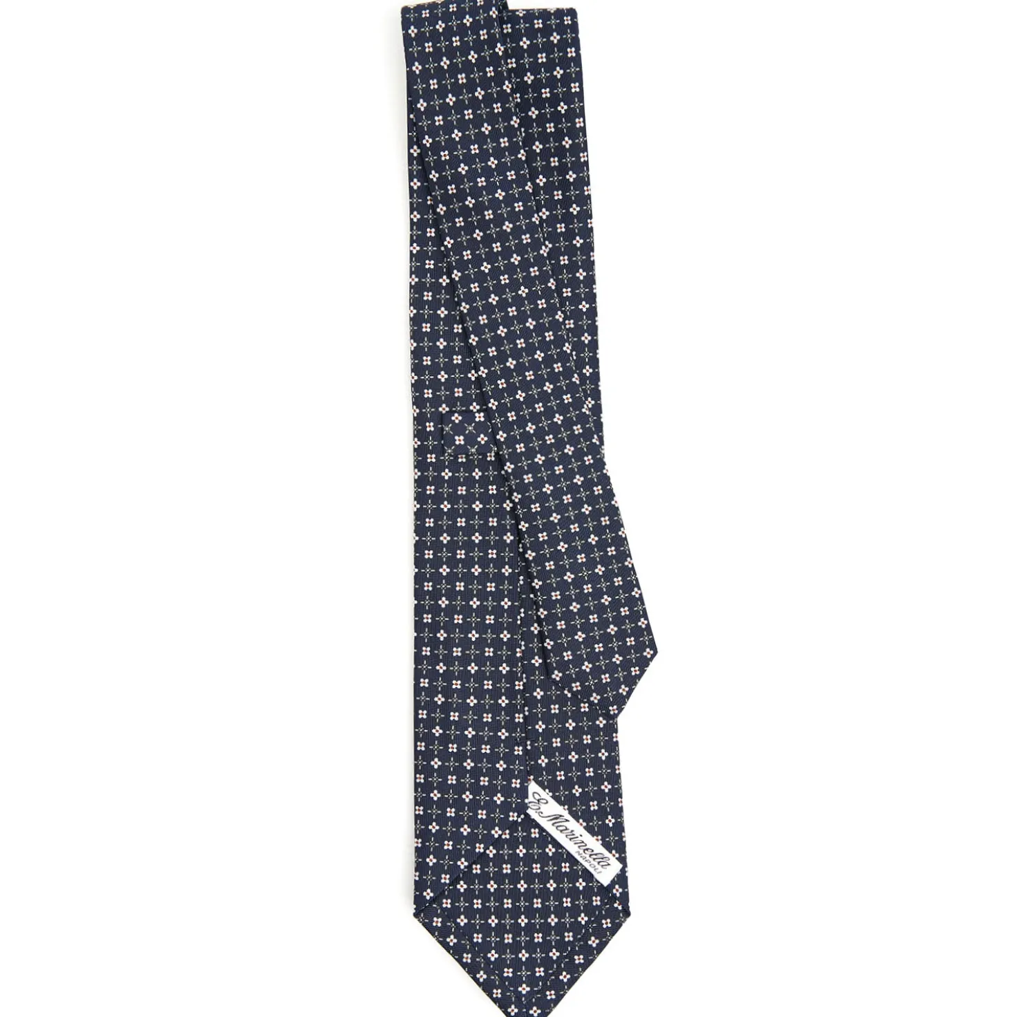 CRAVATTA SARTORIALE CLASSICA IN SETA BLU SCURO Microfantasia fiore
