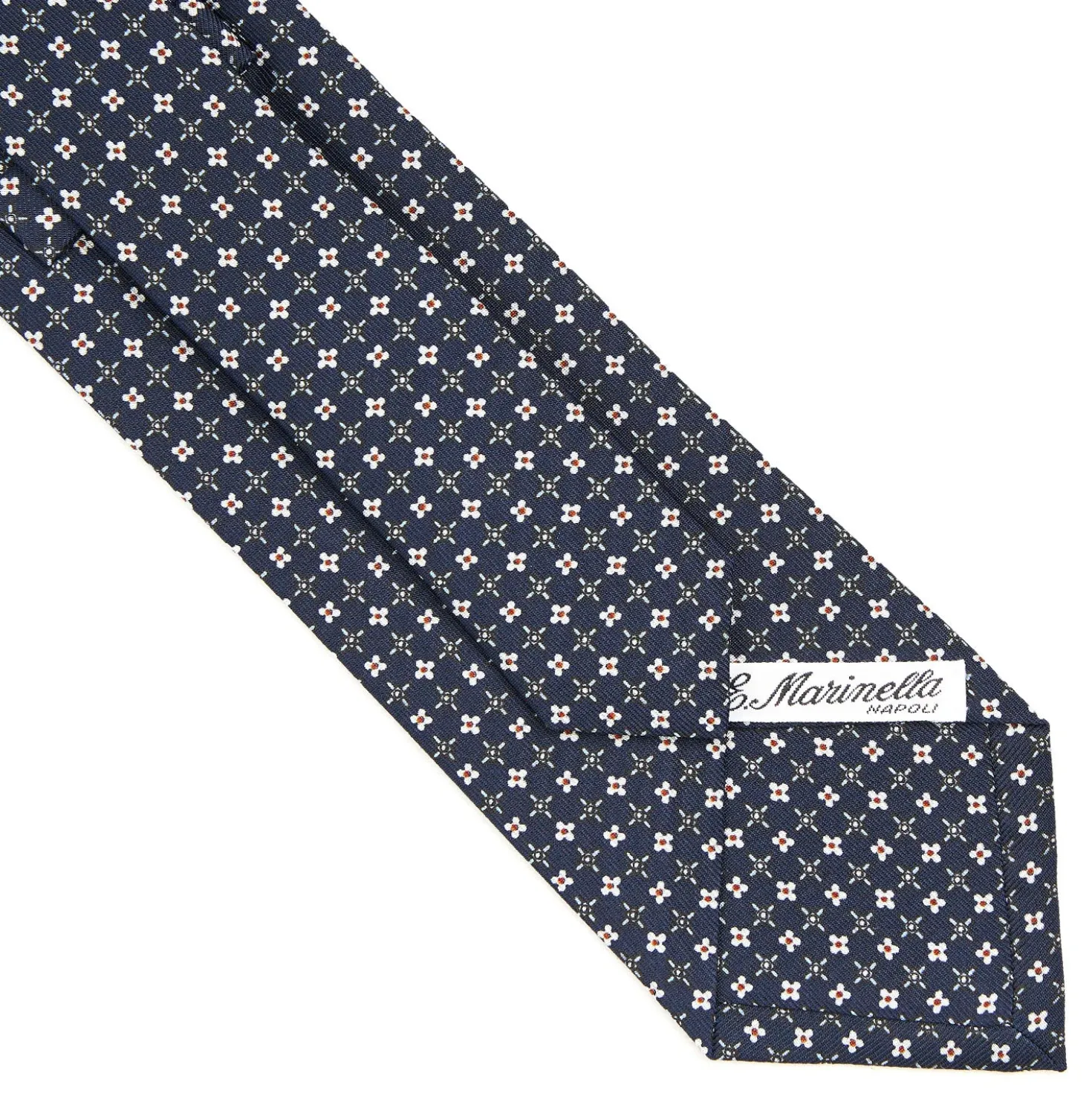 CRAVATTA SARTORIALE CLASSICA IN SETA BLU SCURO Microfantasia fiore