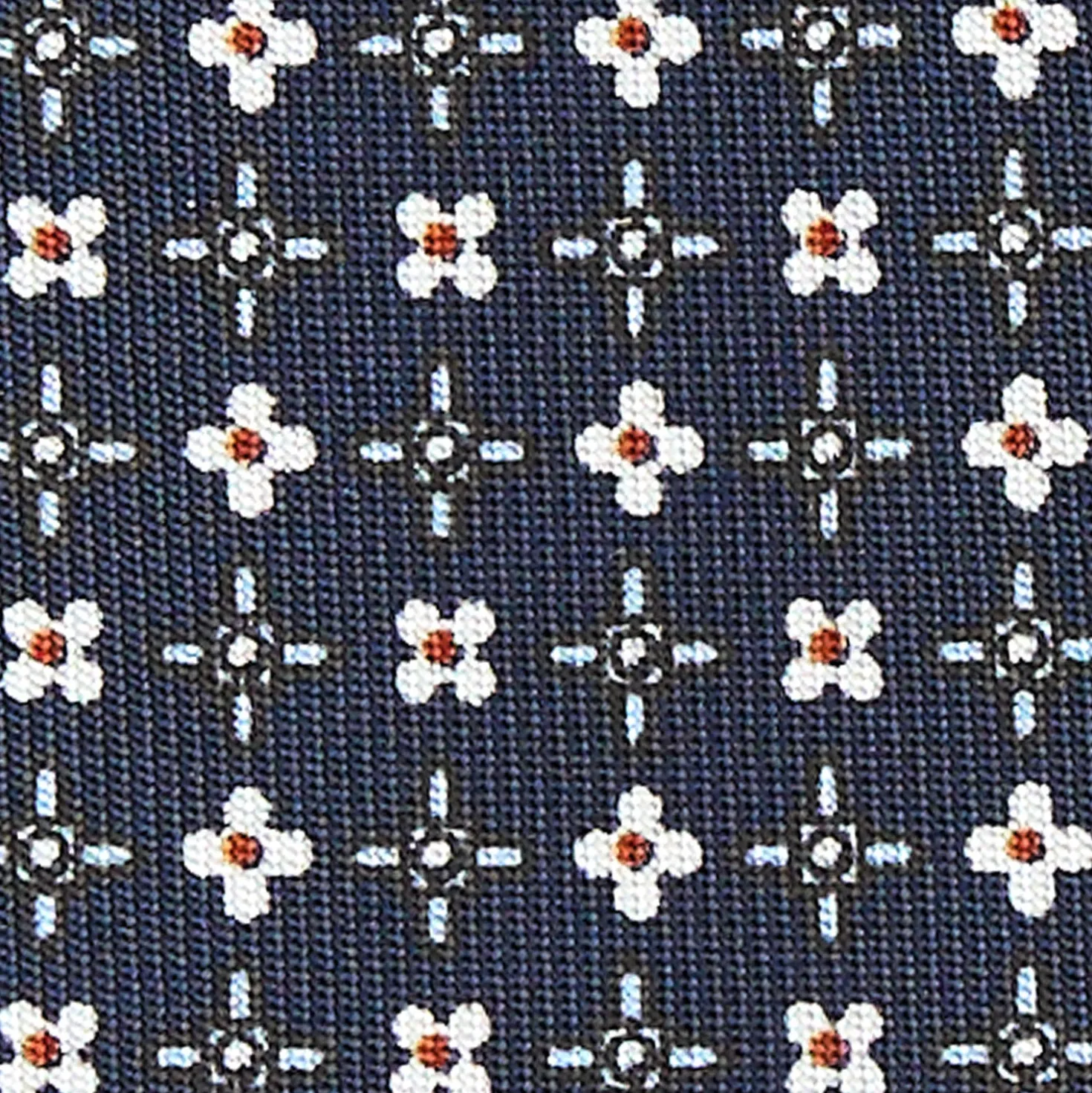 CRAVATTA SARTORIALE CLASSICA IN SETA BLU SCURO Microfantasia fiore