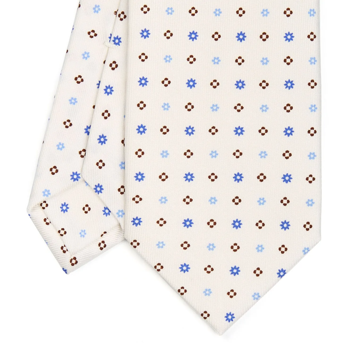 CRAVATTA SARTORIALE CLASSICA IN SETA BIANCA Microfantasia fiore