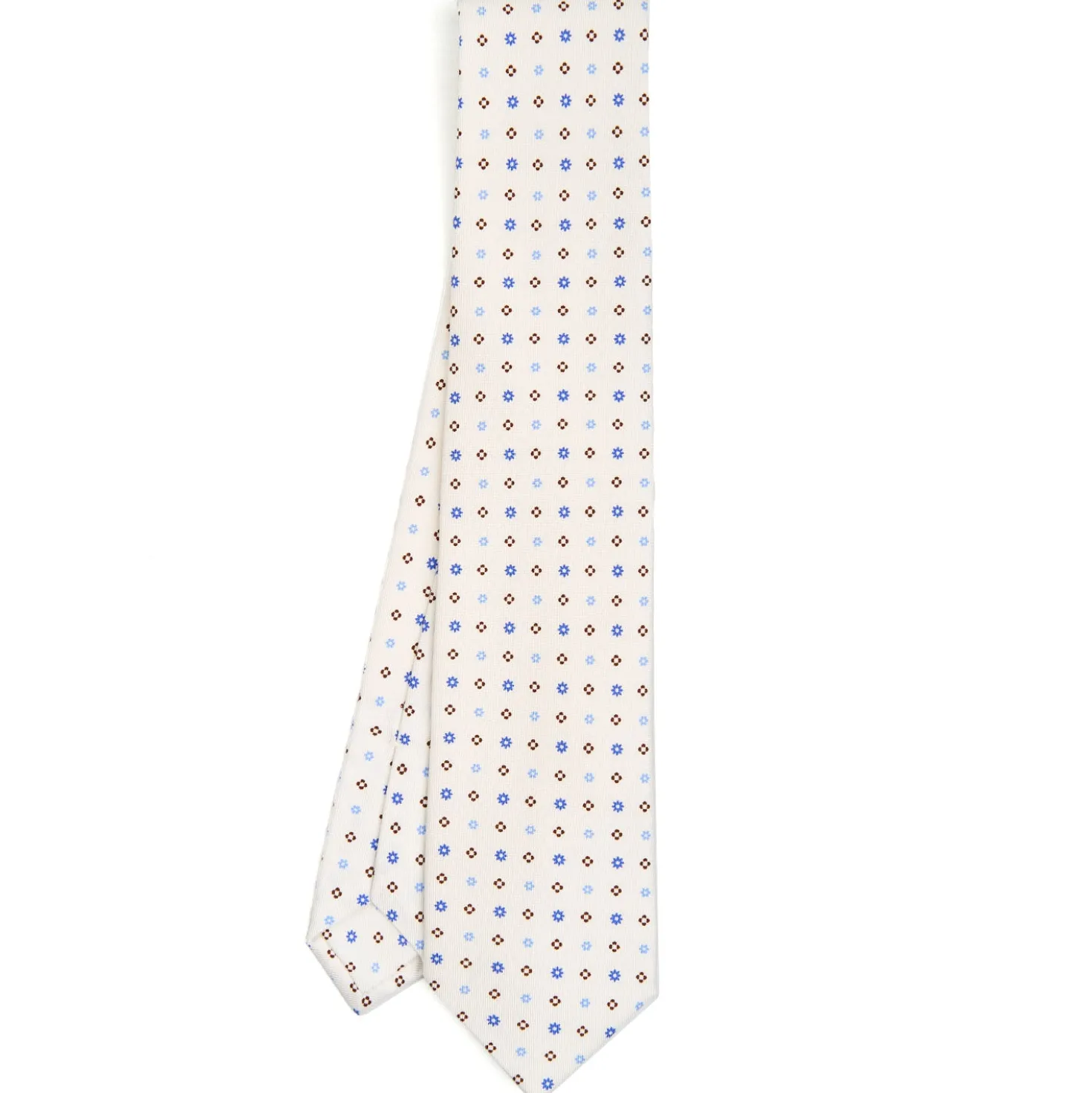 CRAVATTA SARTORIALE CLASSICA IN SETA BIANCA Microfantasia fiore