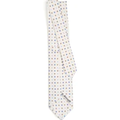 CRAVATTA SARTORIALE CLASSICA IN SETA BIANCA Microfantasia fiore