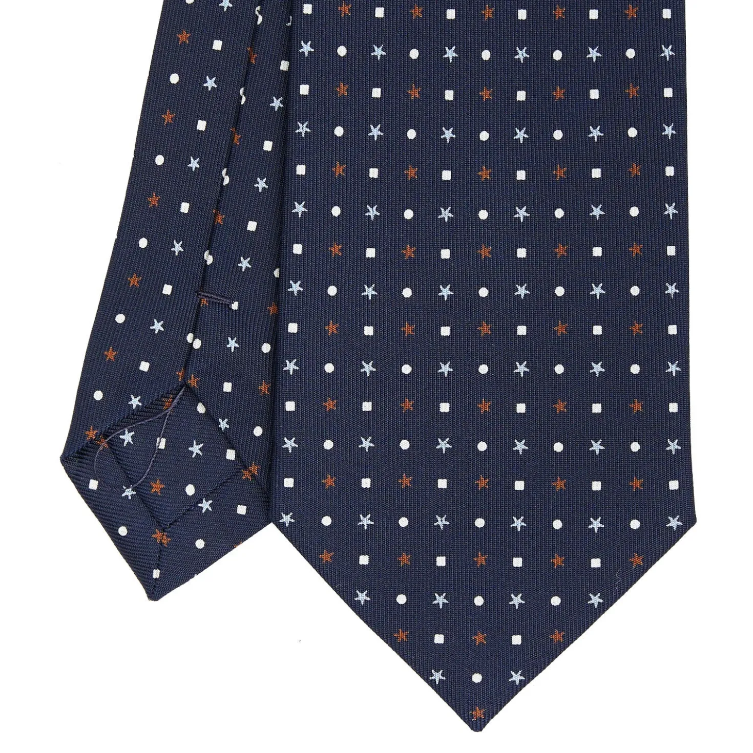 CRAVATTA SARTORIALE CLASSICA IN SETA BLU SCURO Microfantasia fiore
