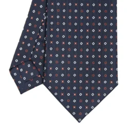 CRAVATTA SARTORIALE CLASSICA IN SETA BLU SCURO Microfantasia fiore