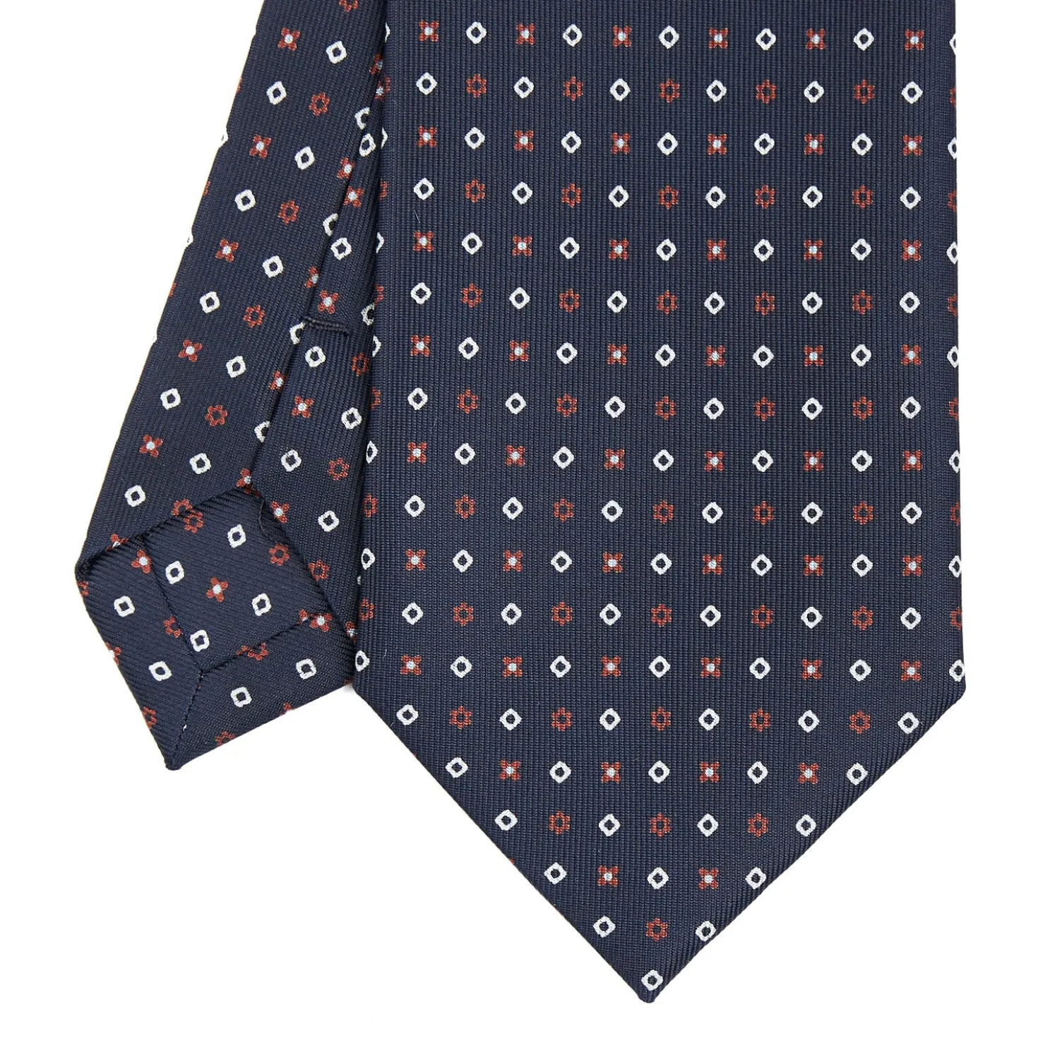CRAVATTA SARTORIALE CLASSICA IN SETA BLU SCURO Microfantasia fiore