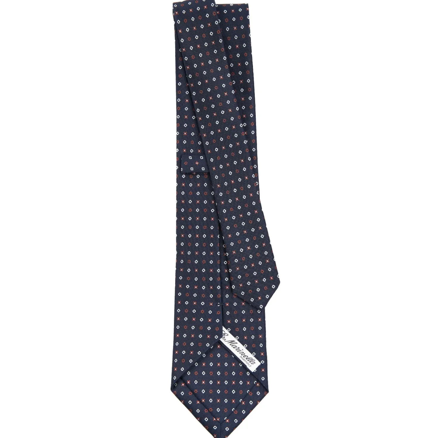 CRAVATTA SARTORIALE CLASSICA IN SETA BLU SCURO Microfantasia fiore