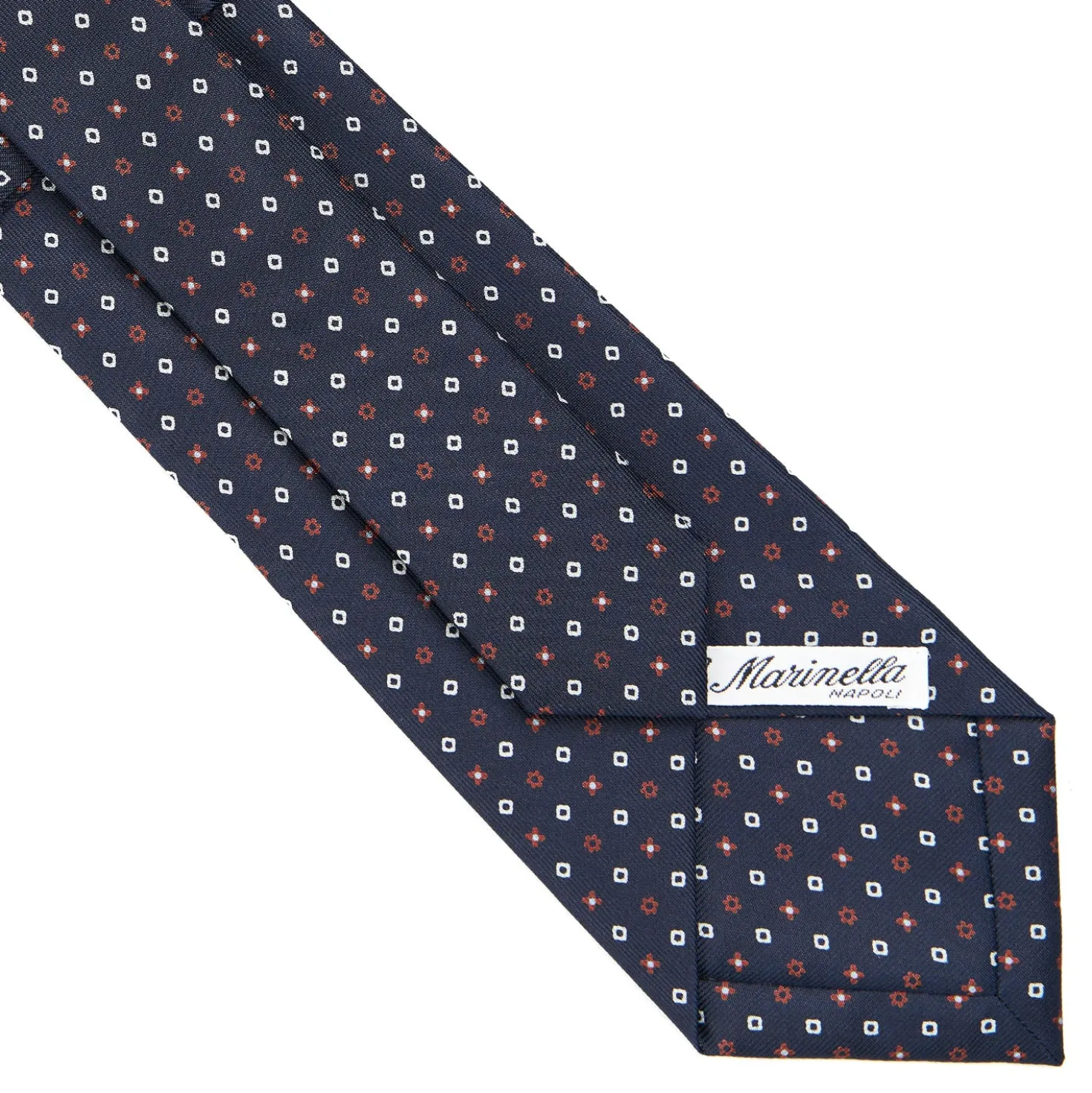 CRAVATTA SARTORIALE CLASSICA IN SETA BLU SCURO Microfantasia fiore