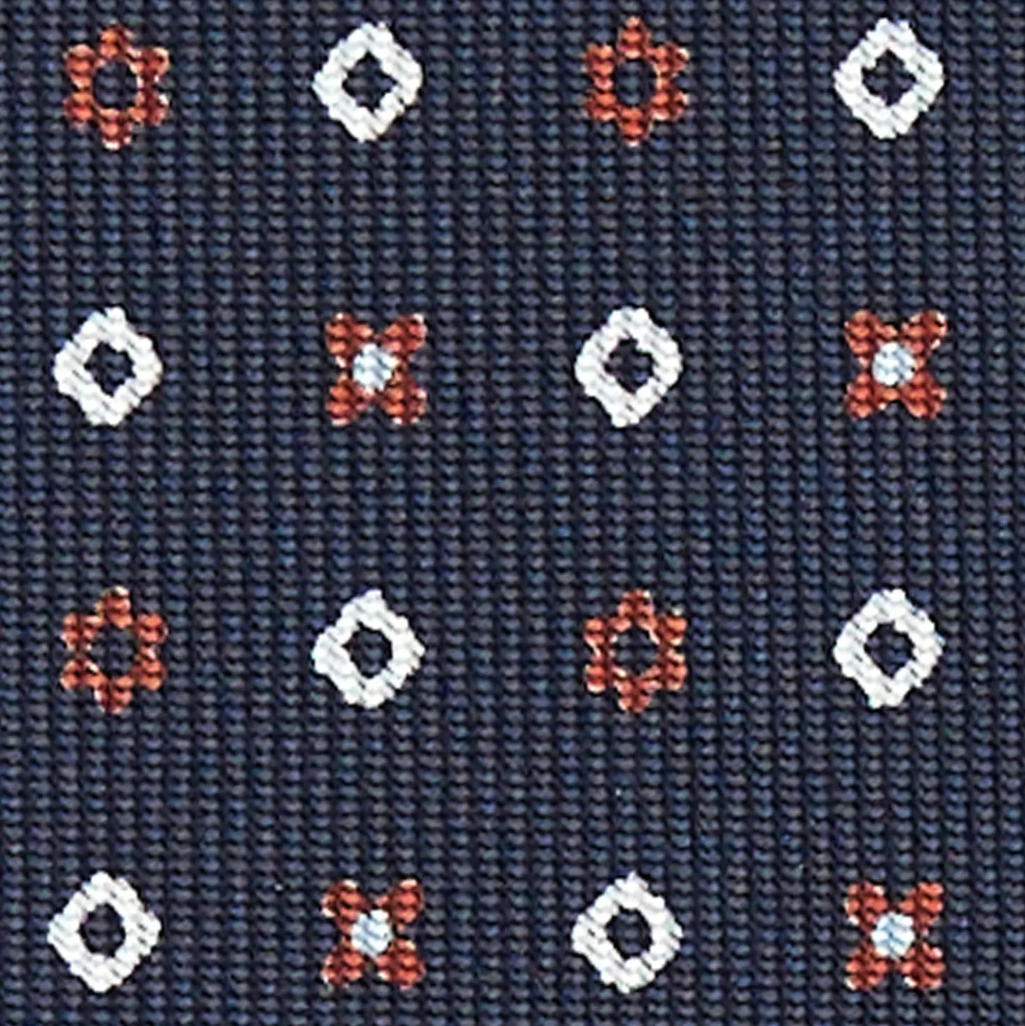 CRAVATTA SARTORIALE CLASSICA IN SETA BLU SCURO Microfantasia fiore