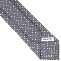 CRAVATTA SARTORIALE CLASSICA IN SETA GRIGIO SCURO Microfantasia fiore