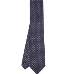 CRAVATTA SARTORIALE CLASSICA IN SETA BLU SCURO Microfantasia fiore