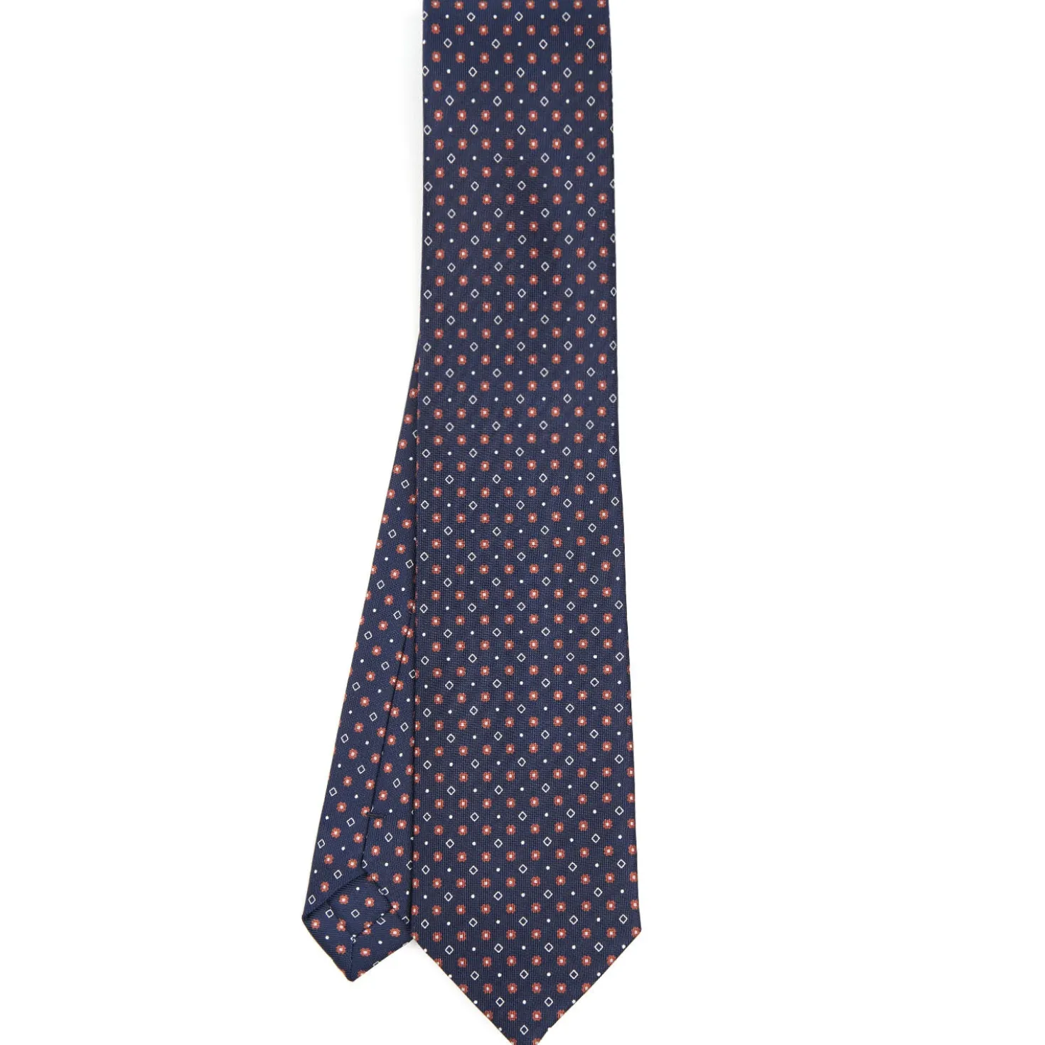 CRAVATTA SARTORIALE CLASSICA IN SETA BLU SCURO Microfantasia fiore
