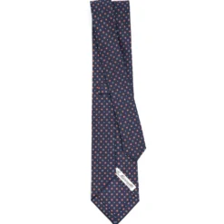 CRAVATTA SARTORIALE CLASSICA IN SETA BLU SCURO Microfantasia fiore