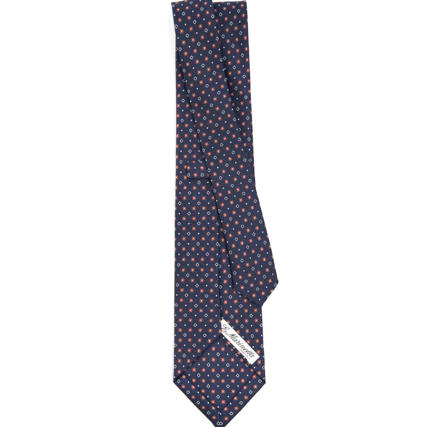 CRAVATTA SARTORIALE CLASSICA IN SETA BLU SCURO Microfantasia fiore