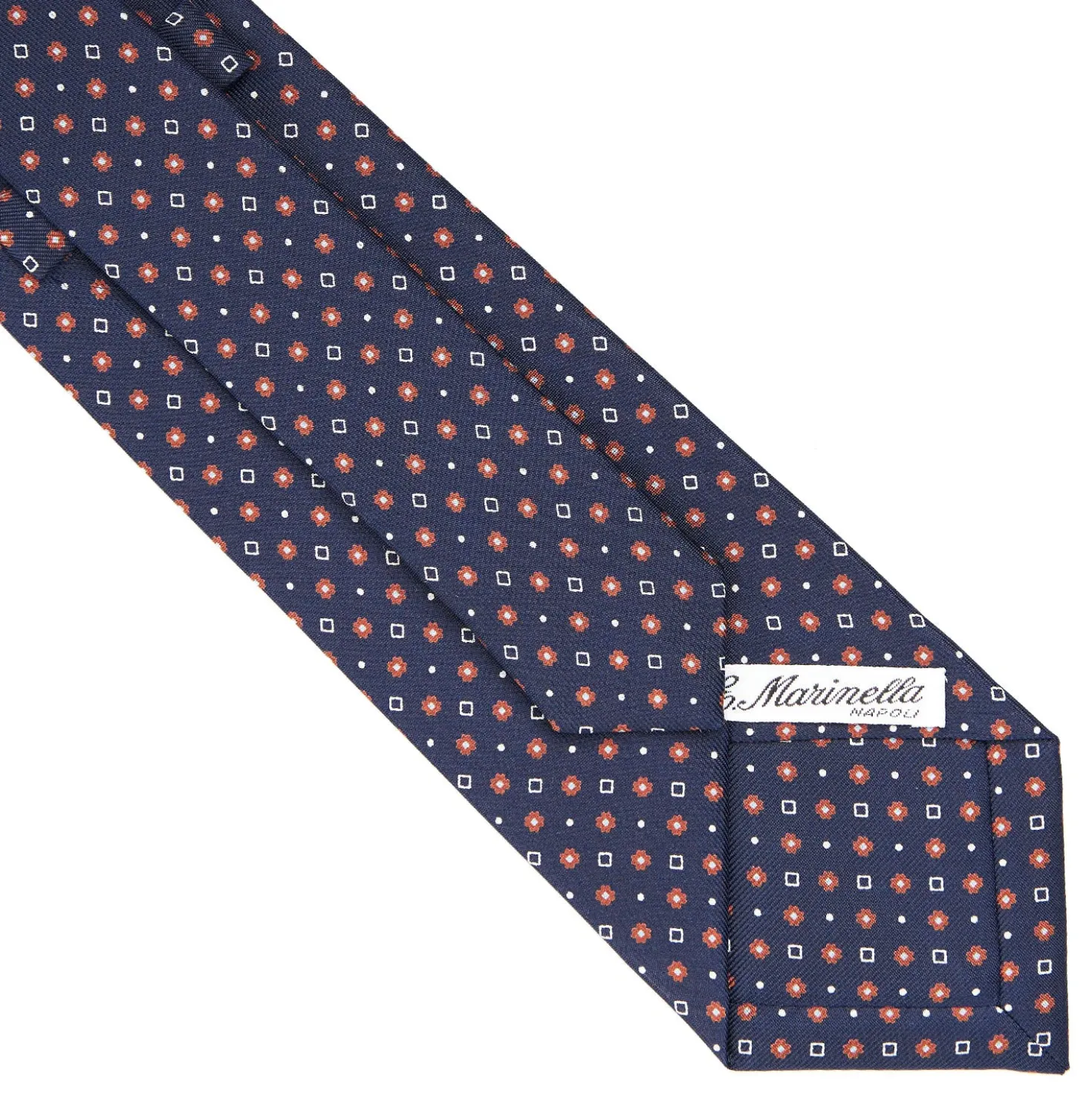 CRAVATTA SARTORIALE CLASSICA IN SETA BLU SCURO Microfantasia fiore
