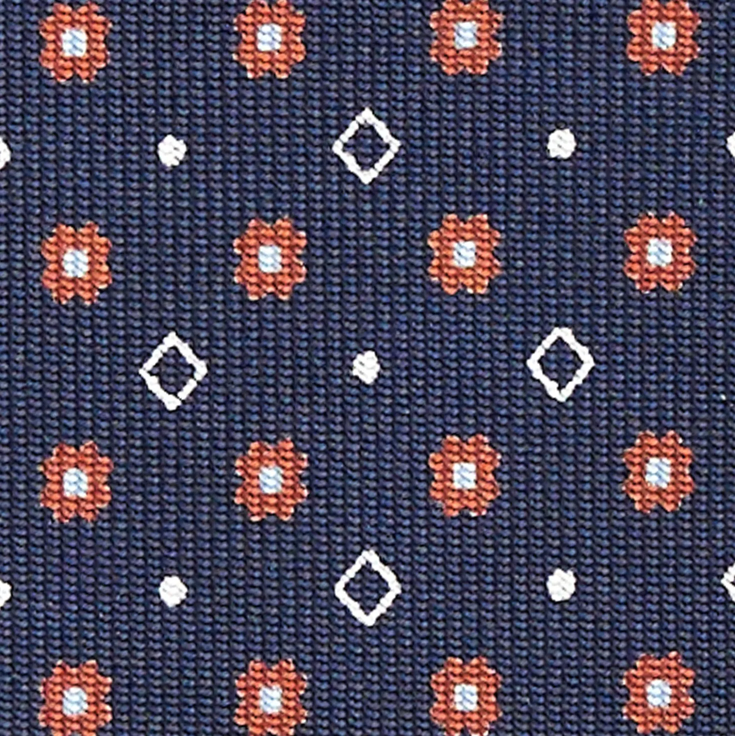 CRAVATTA SARTORIALE CLASSICA IN SETA BLU SCURO Microfantasia fiore