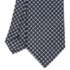 CRAVATTA SARTORIALE CLASSICA IN SETA BLU SCURO Microfantasia fiore