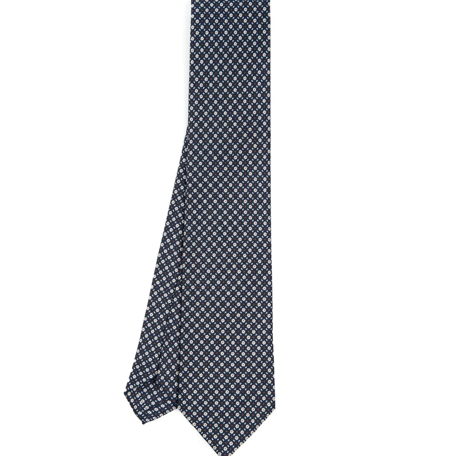 CRAVATTA SARTORIALE CLASSICA IN SETA BLU SCURO Microfantasia fiore