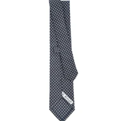CRAVATTA SARTORIALE CLASSICA IN SETA BLU SCURO Microfantasia fiore