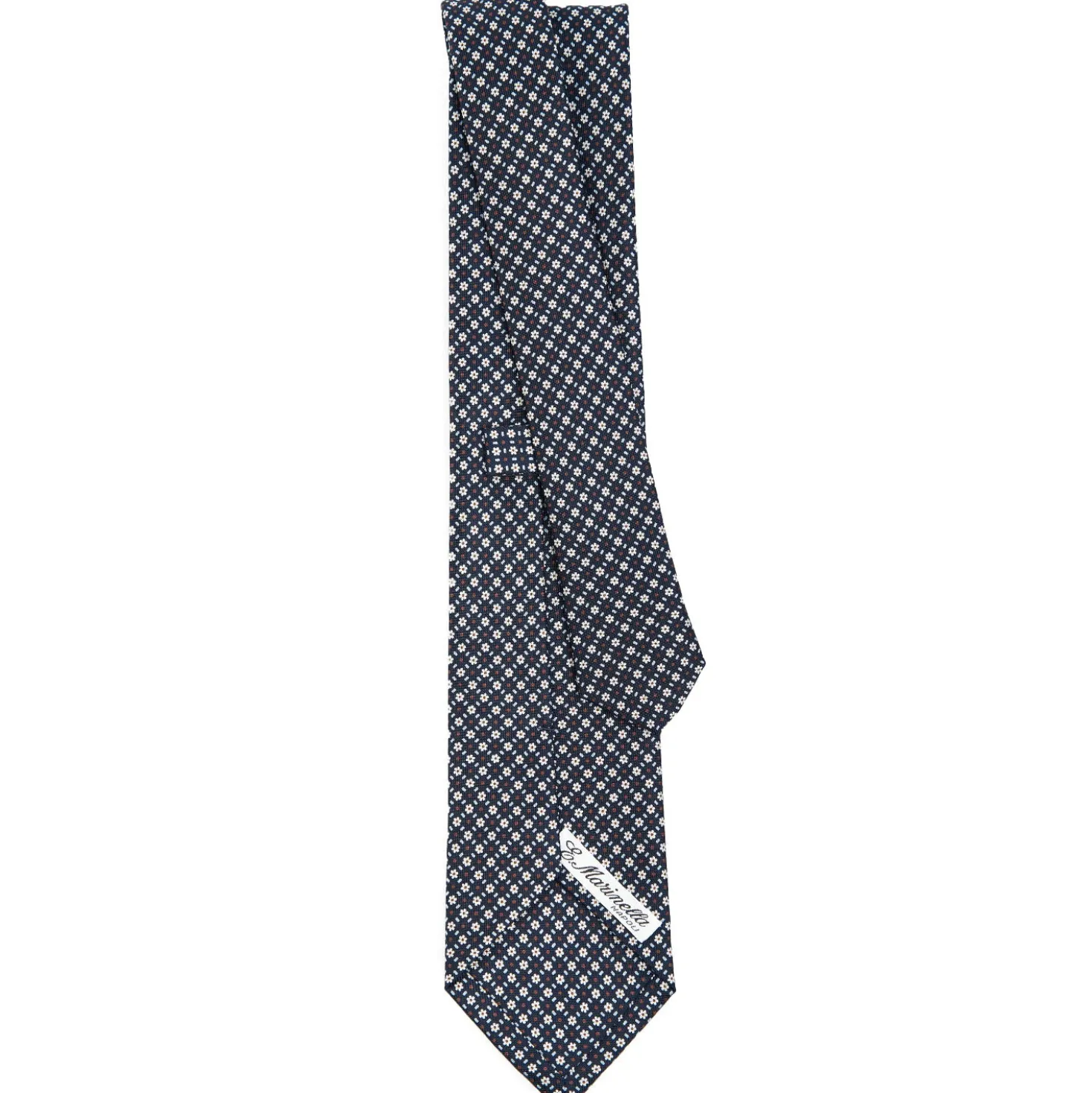CRAVATTA SARTORIALE CLASSICA IN SETA BLU SCURO Microfantasia fiore