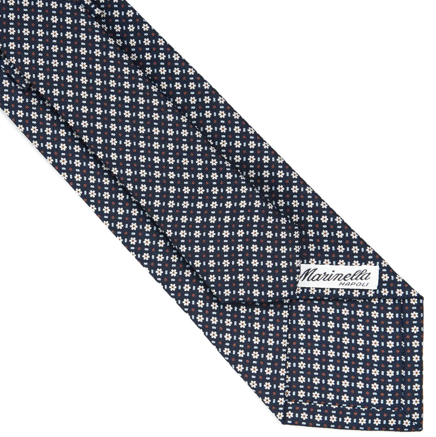 CRAVATTA SARTORIALE CLASSICA IN SETA BLU SCURO Microfantasia fiore