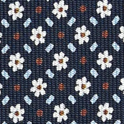 CRAVATTA SARTORIALE CLASSICA IN SETA BLU SCURO Microfantasia fiore