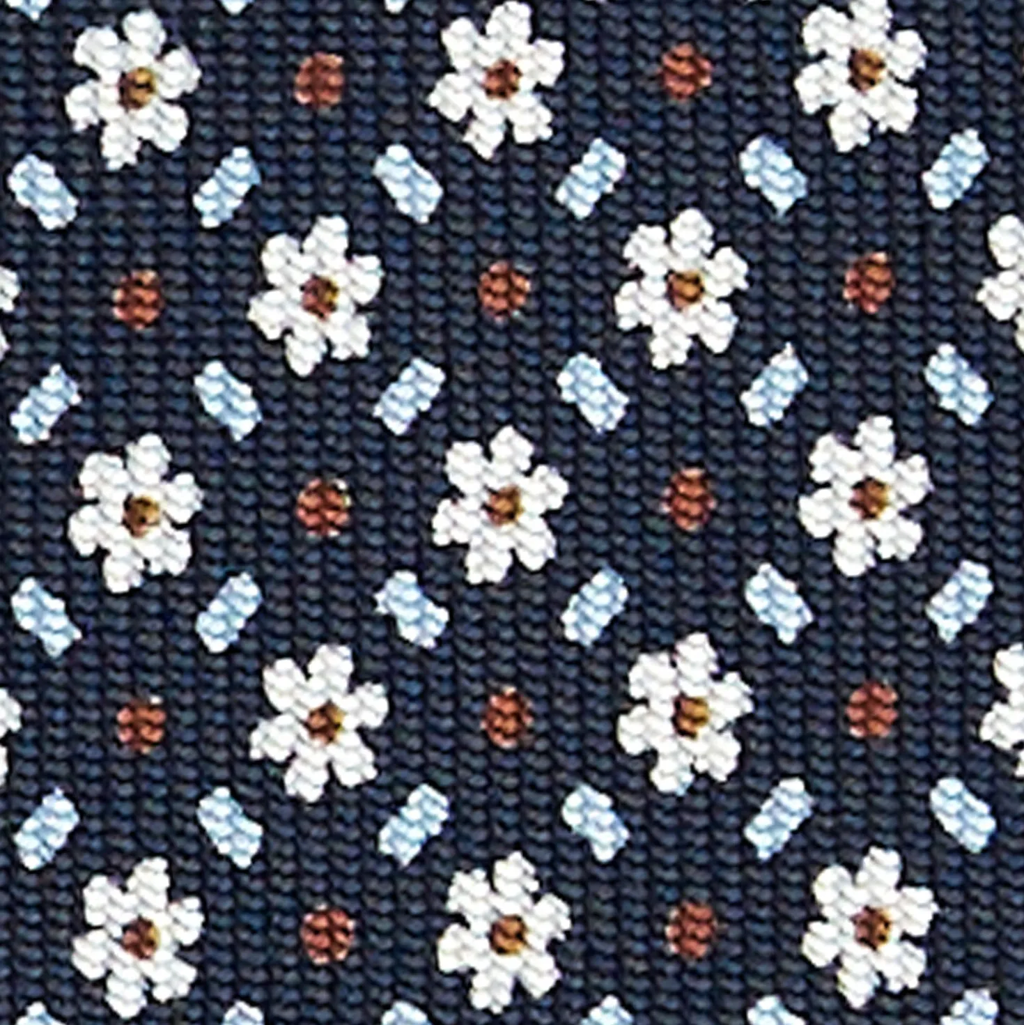 CRAVATTA SARTORIALE CLASSICA IN SETA BLU SCURO Microfantasia fiore