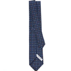 CRAVATTA SARTORIALE CLASSICA IN SETA BLU Microfantasia fiore