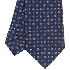 CRAVATTA SARTORIALE CLASSICA IN SETA BLU Microfantasia fiore