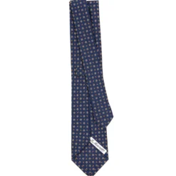 CRAVATTA SARTORIALE CLASSICA IN SETA BLU Microfantasia fiore
